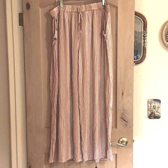 Angie Striped Wide Leg Pants. Beachy, Coastal, Boho - Picture 1 of 10